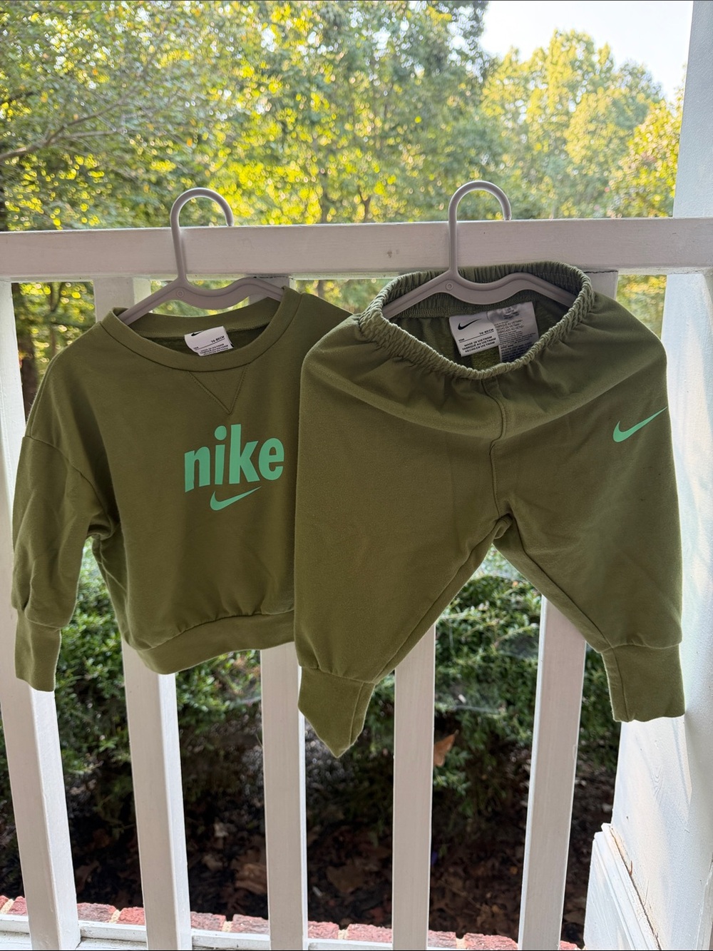 Nike Kids Olive Green Sweatshirt & Joggers with Mint Logo